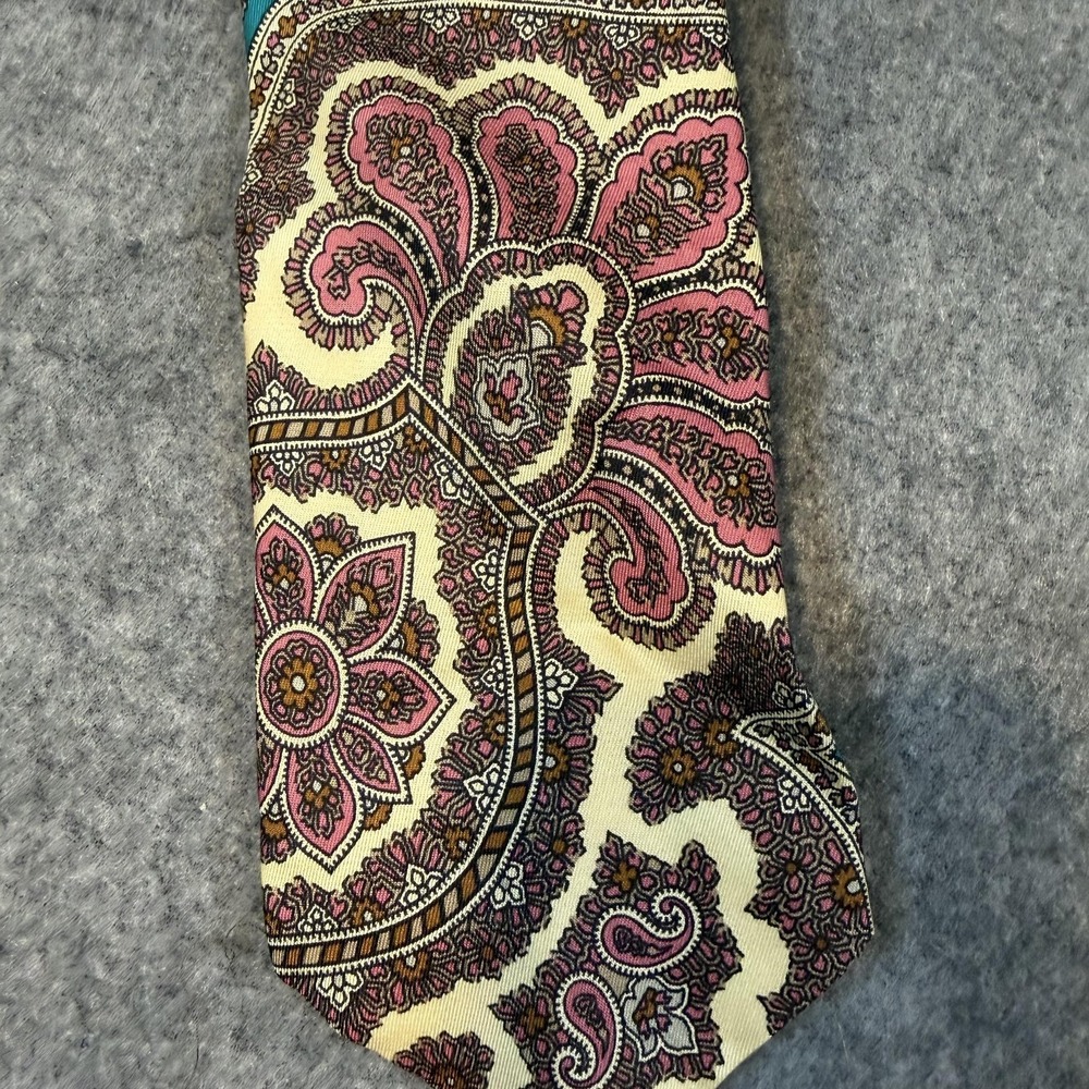 Vintage Burberrys Tie Mens One Size Multicolor Paisley Silk Designer Sewn USA - Picture 2 of 7